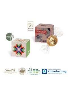 Lindt Lindor Praline in Werbewürfel bedrucken (ab 100 Stück)