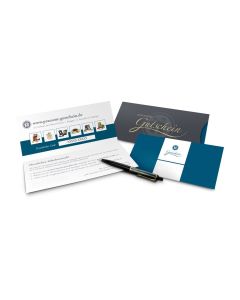 Geschenkgutschein Blau in Holzkiste, Kategorie 20 €, große Auswahl an Präsenten, Lifestyle- und Wellnessprodukten