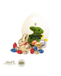 Premium Osterei mit Goldhase und Schoko-Eier von Lindt 60g bedrucken (ab 100 Stück)