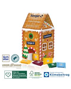 Ritter SPORT Adventskalender Haus XL nachhaltig bedrucken (ab 100 Stück)