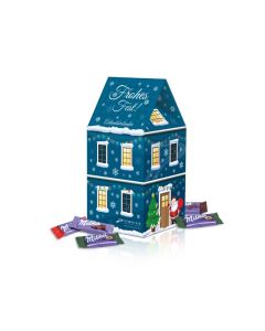 Adventskalender Haus XL mit Milka Schokolade bedrucken (ab 100 Stück)