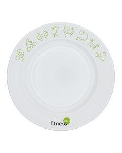 Teller Barcelona 260 mm Durchmesser mit Fitness Logo und Design.