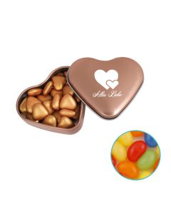 Farbige Herz Blechdose mit 24 g Jelly Beans individuell gestalten (ab 50 Stück)