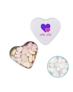 Farbige Herz Blechdose mit 24 g Extra Strong Triangle Minties individuell gestalten (ab 50 Stück)
