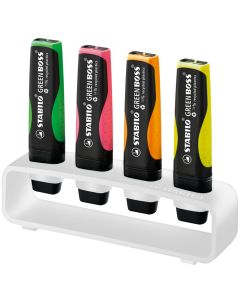 STABILO GREEN BOSS 4er Tisch-Set Leuchtmarkierer, weiß