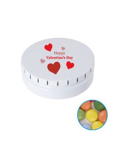 Runde Click-Blechdose Classic 53 mm mit Schoko Mix individuell bedruckt (ab 50 Stück)