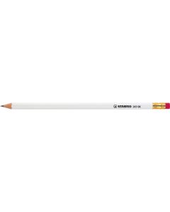 STABILO Grafitstift 6-kant weiß mit Radiergummi