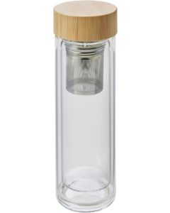 Trinkflasche Vicente | Glas | Bambusdeckel | 420 ml