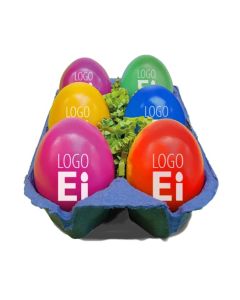 Echte Eier mit individuellem Logo bedrucken.