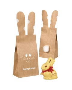 Lindt Goldhase in individuell bedruckter Osterhasen Papiertüte.