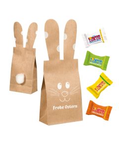 Tiny Tony's Mini-Schokoladentäfelchen in süßer Osterhasen Papiertüte mit Logo bedrucken.