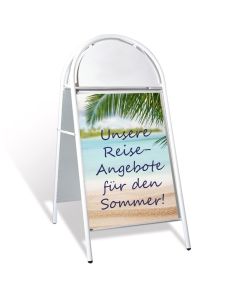 Kundenstopper Gothik EXPO als Plakatständer mit Topschild mit Plakat bedrucken lassen