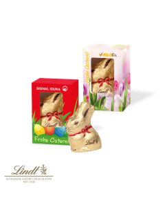 Lindt Goldhase 10 g in personalisierter Werbekartonage.