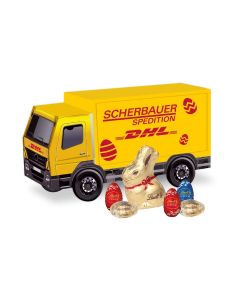 Lindt Eiern und Lindt Goldhasen als 3D Präsent LKW bedrucken (ab 100 Stück)