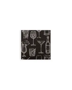 Motivserviette Cocktail schwarz