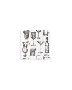 Motivserviette Cocktail weiß