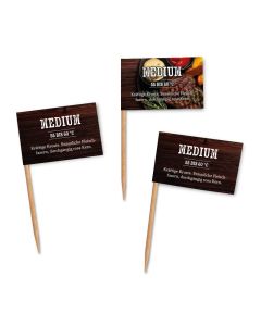 Markieren Sie Ihre Fleisch-Gerichte mit unseren Garstufen-Zahnstocherfähnchen