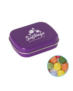 Schoko Mix in Scharnierblechdose individuell bedruckt.