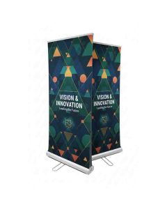 RollUp "Double" von beiden Seiten bedrucken für einen platzsparenden Werbeauftritt