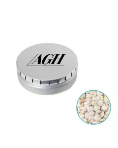 Runde Click-Blechdose 75 mm mit Marmorgold Schoko dunkel individuell gestalten (ab 50 Stück)