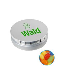 Runde Click-Blechdose Classic 53 mm mit Jelly Beans individuell bedruckt (ab 50 Stück)