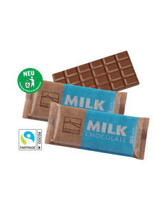  100 g Schokoladentafel bedruckt im Papier-Flowpack