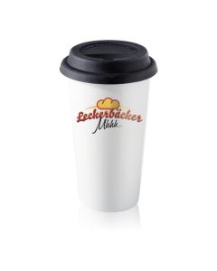 Rastal Porzellan-Thermobecher ToGo mit Silikondeckel 30 cl (ab 500 Stück)