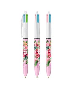 BIC® 4 Colours® Fashion ballpen Weiß / Pastelllila individuell bedruckt.