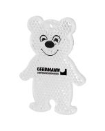 Sicherheitsreflektor Bär individuell mit Logo bedruckt.