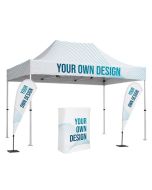 Express Messestand mit Zelt, Theke und Beachflags