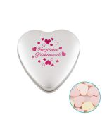 Herz Blechdose mit 80 g Fruchtherzchen individuell bedrucken (ab 50 Stück)