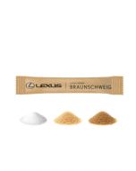 Zuckersticks aus Kraftpapier mit Feinzucker, Rohrzucker oder Bio-Rohrzucker