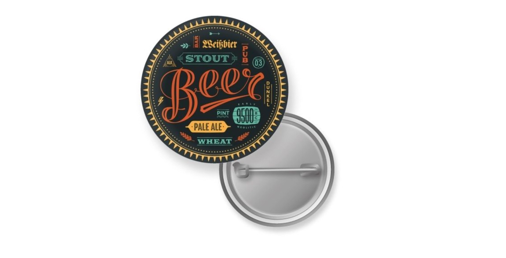 Individuelle Buttons bedruckt mit einem Beer-Logo. Diese personalisierten Buttons sind das perfekte Werbegeschenk an alle Fans von Konzerten.