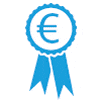 Schleife als Auszeichnungs-Symbol mit Eurozeichen für Bestpreis