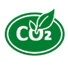 CO2-Logo mit grünen Blättern