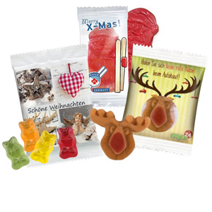 Weihnachtsfruchtgummi und Weihnachtsbonbons bedrucken